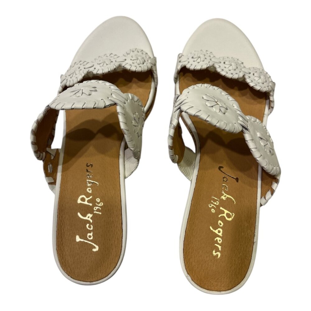 Jack Rogers Women's Mid Wedge Sandals White Sz 6.5 NEW